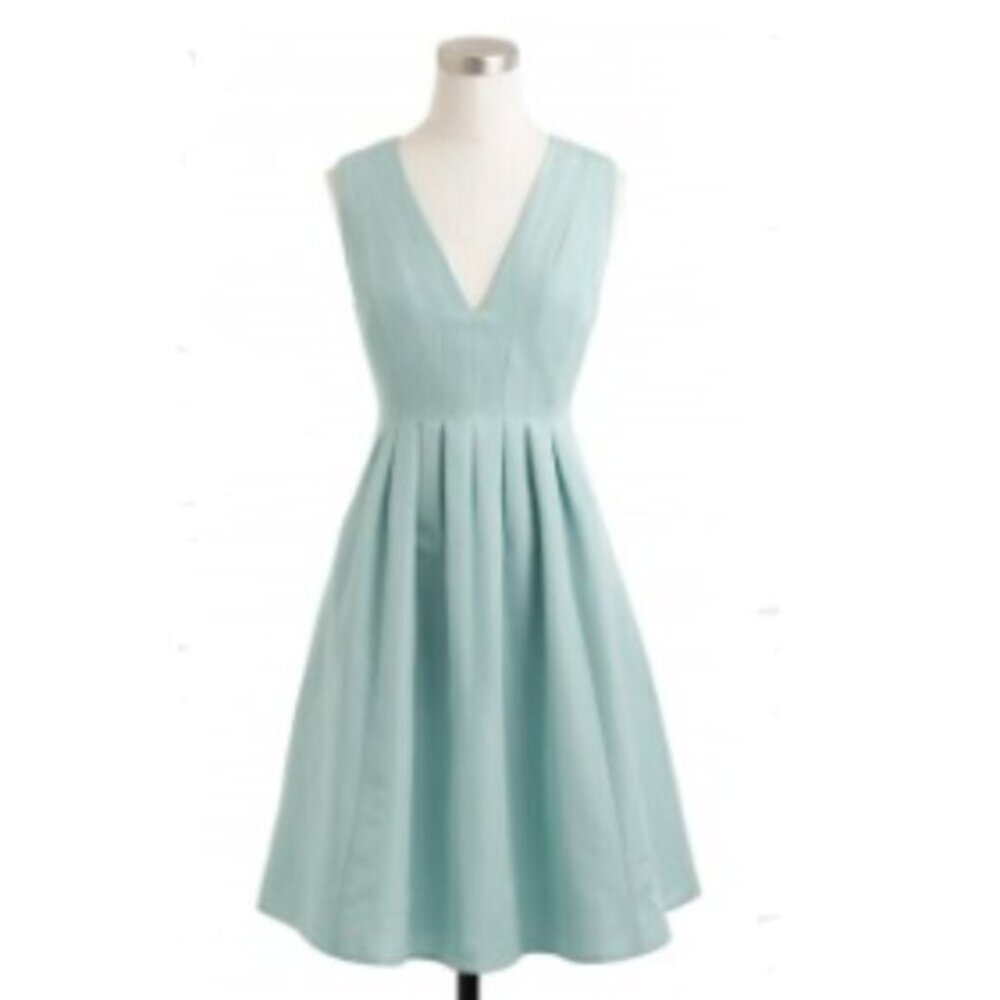 J. Crew The 'Sophie' Fit & Flare Bridesmaid Dress in Sea Spray Faille Size 8